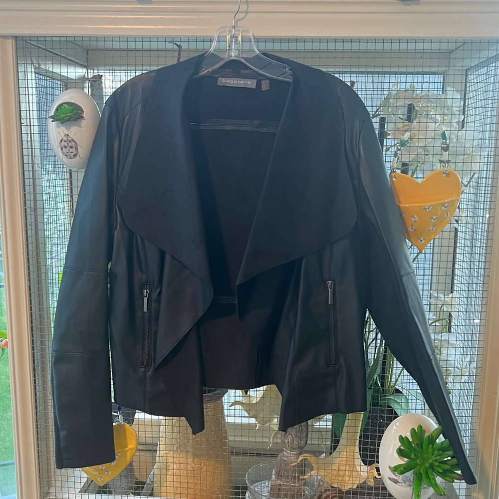 Bagatelle Black Faux Suede Moto Jacket for Women M